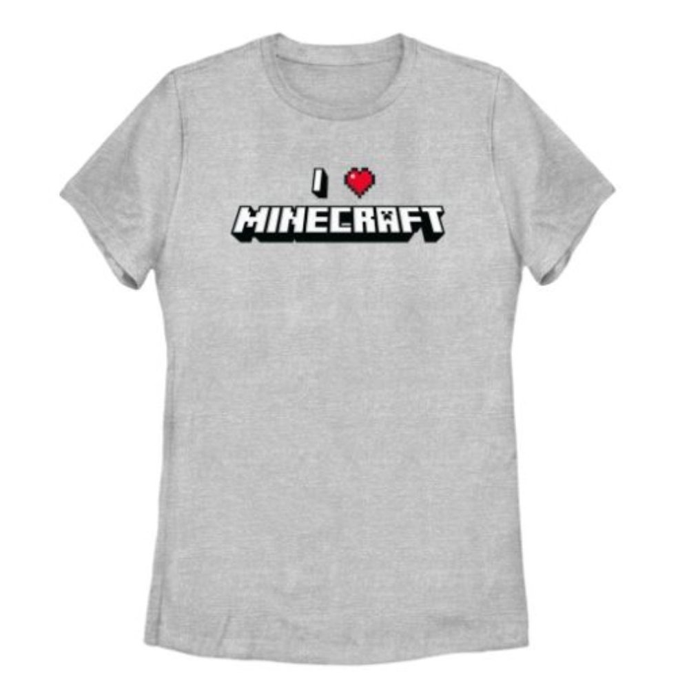 Women's Minecraft I Heart Minecraft Graphic Tee Athletic Heather Large